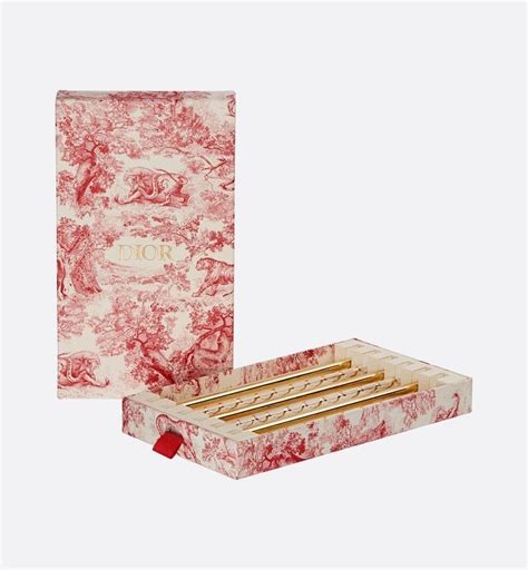 Set of 6 Straws Red Toile de Jouy 